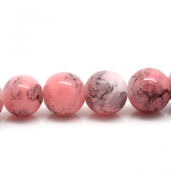 Picture of Glass Loose Beads Round Pink 10mm Dia,79cm long,3 Strands(approx 82PCs/Strand)