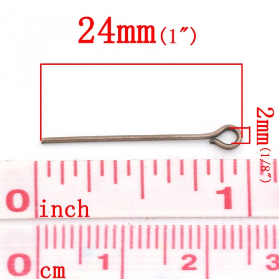 Immagine di Lega di Ferro OcchiSpilli Ossido di Rame lunghezza:24.0mm 0.7mm (misura), 1000 Pz