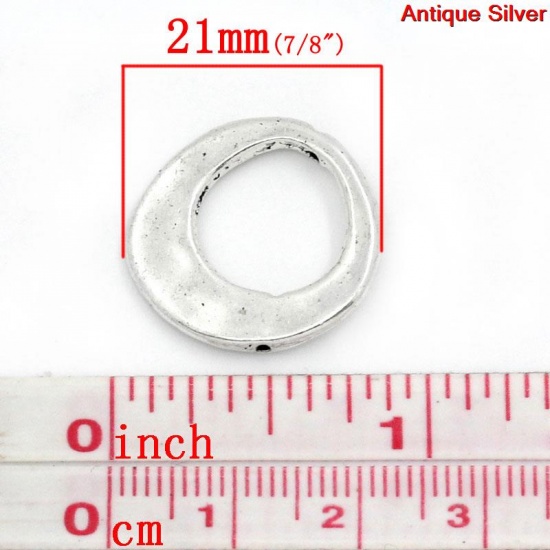 Picture of Zinc Based Alloy Spacer Beads Ring Antique Silver Color About 21mm x 20mm, Hole:Approx 1mm, 30 PCs