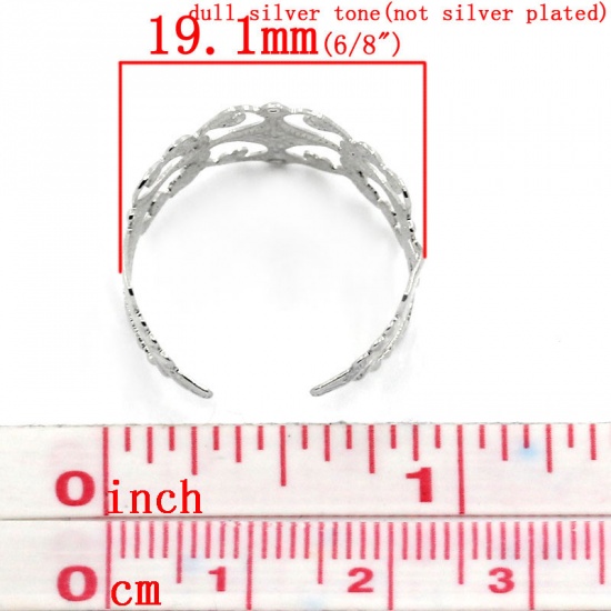 Picture of Zinc Based Alloy Adjustable Rings Round Silver Tone Hollow 19.1mm( 6/8") (US Size 9), 10 PCs