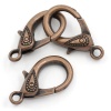 Picture of Zinc Based Alloy Lobster Clasps Antique Copper Dot Carved 31mm x 17mm, 10 PCs