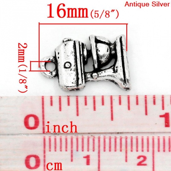 Immagine di Lega di Zinco Charm Ciondoli Lavandino Argento Antico Nulla Disegno 16.0mm x 11.0mm, 50 Pz 