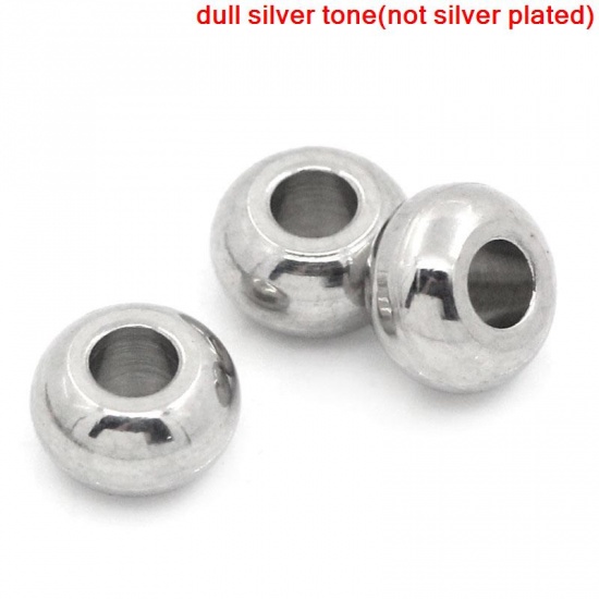 Immagine di Acciaio Inossidabile Separatori Perline Tondo Piatto Tono Argento Nulla Disegno Circa 5mm Dia, Foro:Circa 2.0mm, 100 Pz