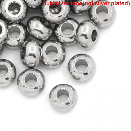 Immagine di Acciaio Inossidabile Separatori Perline Tondo Piatto Tono Argento Nulla Disegno Circa 5mm Dia, Foro:Circa 2.0mm, 100 Pz