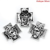 Picture of Zinc Based Alloy Easter Charms Cross Antique Silver Jesus Carved 24mm x 22mm(1"x 7/8"),20PCs