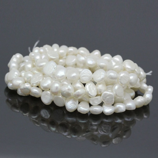 Immagine di Perla Perline Irregolare Naturale Circa 9mm x 7mm-7mm x 7mm Foro: Circa 0.5mm lunghezza:37.0cm 1 Filo （Circa55 Pezzi/Treccia)