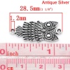 Image de Connecteurs de bijoux en Alliage de Zinc Forme Hibou Halloween Argent Vieilli Hiboux 28.5mm x 13mm, 30 Pcs