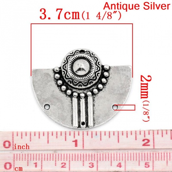 Picture of Zinc metal alloy Connectors Findings Findings Fan Antique Silver Pattern Pattern Color Plated 3.7cm x 3cm, 2 PCs