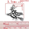 Image de Pendentif en Alliage de Zinc Halloween Sorcière Argent Vieilli 3.7cm x 2.9cm, 20 Pcs