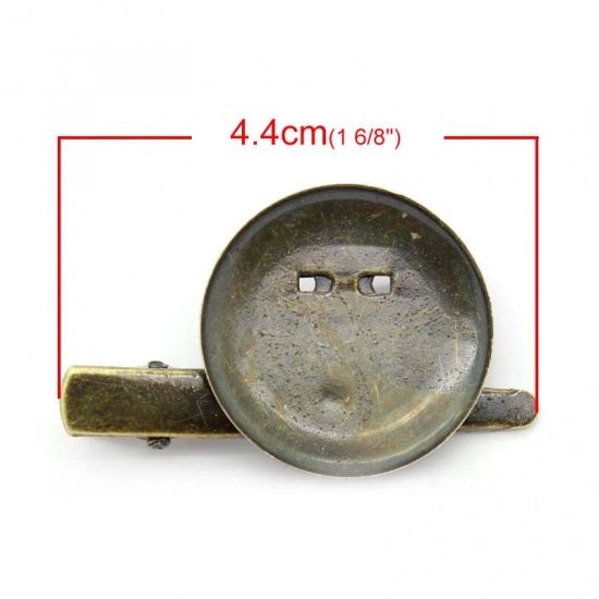 Immagine di Lega di Ferro Spilla Accessori Tondo Tono del Bronzo Basi per Cabochon Addetti 28mm 4.4x2.9cm, 50 Pz