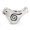 Image de Perles en Alliage de Zinc Oiseau Mère Argent Antique Spiral Gravé 15mm x 11mm, Taille de Trou: 1mm, 50 Pcs