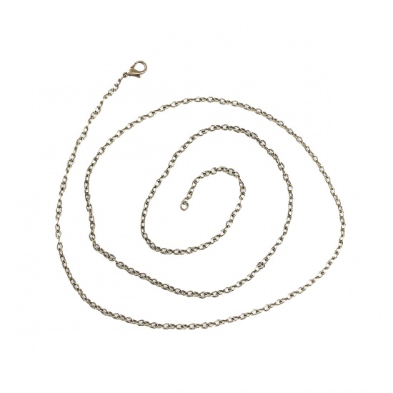 Picture of Zinc Based Alloy & Iron Based Alloy Link Cable Chain Necklace Antique Bronze 76.2cm(30") long, 1 Packet ( 12 PCs/Packet)