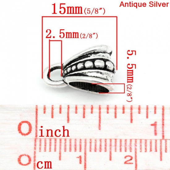 Immagine di Lega di Zinco Stile Europeo Manico Perline Borsa Argento Antico Polka Dot Disegno Adatto Braccialetto Europeo Foro: Circa 7.7mm x 5.5mm, 7.7mm x 5.5mm 2.5mm 15mm x 9.5mm, 50 Pz