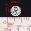 Immagine di Rame Stile Europeo Perline Palla Argento Placcato Circa 10.0mm x 9.0mm, Foro: Circa 4.5mm, 30 Pz