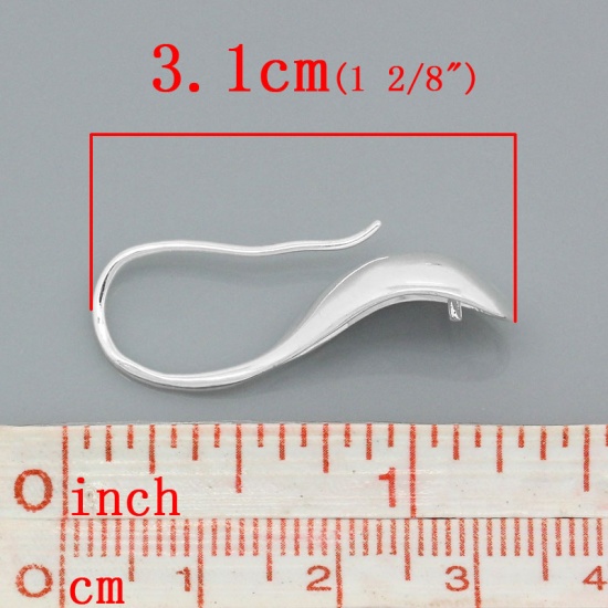Immagine di Ottone Orecchino Ganci per Orecchini Cucchiaio Argento Placcato Nulla Disegno 3.1cm x 11mm posta / filo: ( 1mm )， 10 Pz