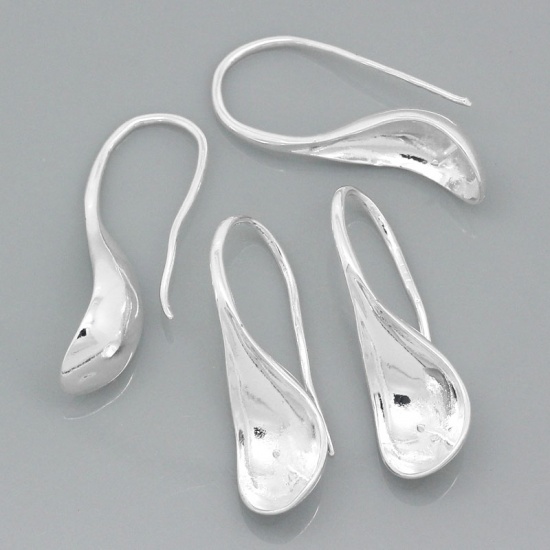 Immagine di Ottone Orecchino Ganci per Orecchini Cucchiaio Argento Placcato Nulla Disegno 3.1cm x 11mm posta / filo: ( 1mm )， 10 Pz