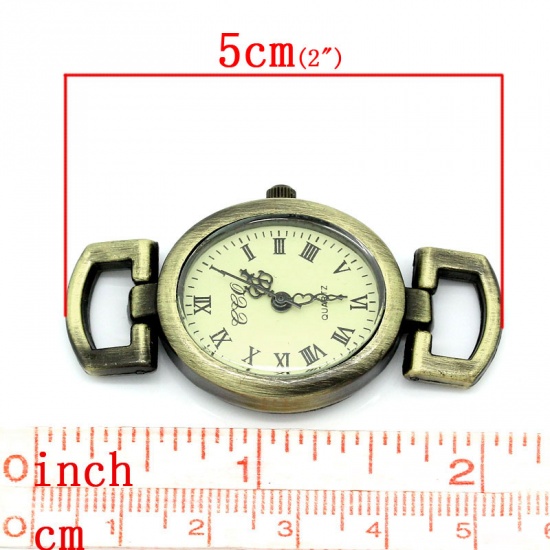 Immagine di Lega di Zinco Orologio (Batteria Inclusa) Ovale Tono del Bronzo 50mm x 27mm, 2 Pz