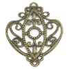Image de Cabochons d'Embellissement de Bijoux Lustre Estampe en Filigrane Creux en Alliage de Fer Fleurs Bronze Antique 6.6cm x 5.3cm, 30 Pcs