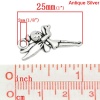 Immagine di Lega di Zinco Charm Ciondoli Angelo Argento Antico Nulla Disegno 25.0mm x 16.0mm, 50 Pz