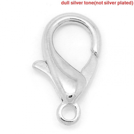 Zinc Based Alloy Lobster Clasps Silver Tone 21mm x 12mm, 50 PCs