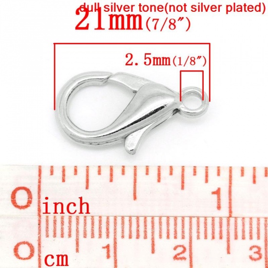 Imagen de Corchete de la Langosta Aleación del Metal Del Zinc,Tono de Plata 21mm x 12mm, 50 Unidades