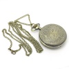 Picture of Pocket Watches Round Antique Bronze Roman Numbers Carved Battery Included 80cm long(31 4/8"),1Piece