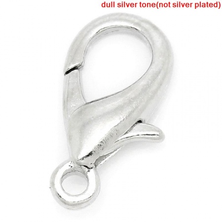 Zinc Based Alloy Lobster Clasps Silver Tone 16mm x 9mm, 50 PCs