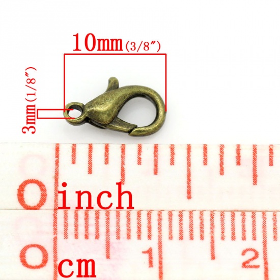 Immagine di Lega di Zinco Fibbia Aragosta Tono del Bronzo 10mm x 6mm, 200 Pz