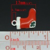 Picture of Charm Pendants Christmas Candy Cane Stocking Silver Plated Enamel Red & White W/ Green Rhinestone 17mm x 15mm( 5/8"x 5/8"), 10 PCs