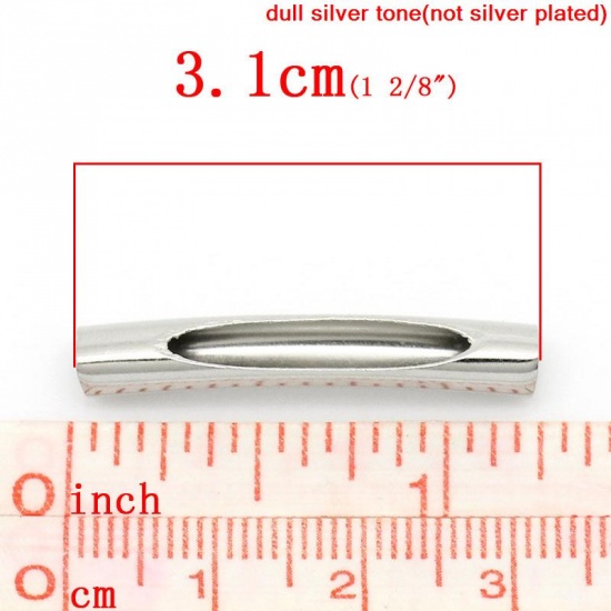 Bild von Messing Perlen Tube Silberfarbe 3.1cm x 5.0mm, Loch: 4.0mm, 50 Stück                                                                                                                                                                                          