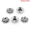 Picture of Zinc Based Alloy Beads Caps Flower Antique Silver Color (Fits 14mm Beads) 6mm x 7mm, 300 PCs