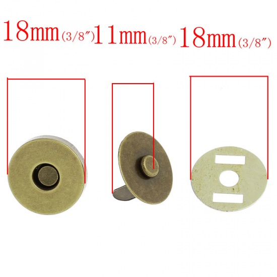 Immagine di Magnete Chiusura Magnetica Tondo Tono del Bronzo 18mm x13mm 18mm x11mm 18mm Dia, 20 Set