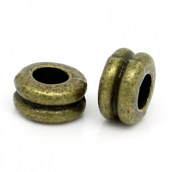 Picture of Spacer Beads Dumbbell Antique Bronze 6mm x 3mm,Hole:Approx 2.6mm,200PCs