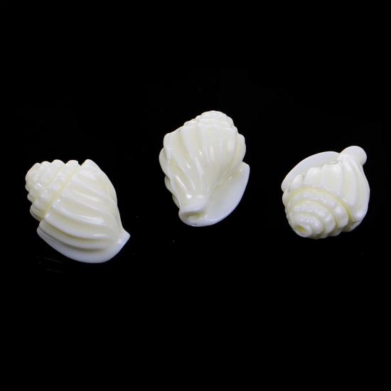 Immagine di (Grado D) Corallo (Imitazione) Perline Conchiglia Bianco Sporco Circa 17mm x 12mm, Foro: Circa 1.5mm, 10 Pz