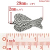 亜鉛合金 チャーム ペンダント　 天使の翼 銀古美 29mm x 16mm、50 個 の画像
