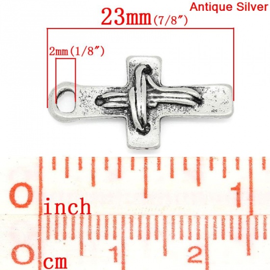 Picture of Zinc Based Alloy Easter Charms Cross Antique Silver 23mm( 7/8") x 12mm( 4/8"), 50 PCs