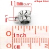 Immagine di Lega di Zinco Stile Europeo Manico Perline Cilindrico Argento Antico Nulla Disegno Adatto Braccialetto Europeo 4.8mm 1.8mm 11mm x 6mm, 100 Pz