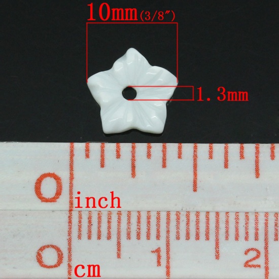 Image de Perles en Coquilles Forme Fleur Blanc 10mm x 10mm, Tailles de Trous: 1.3mm, 5 Pièces