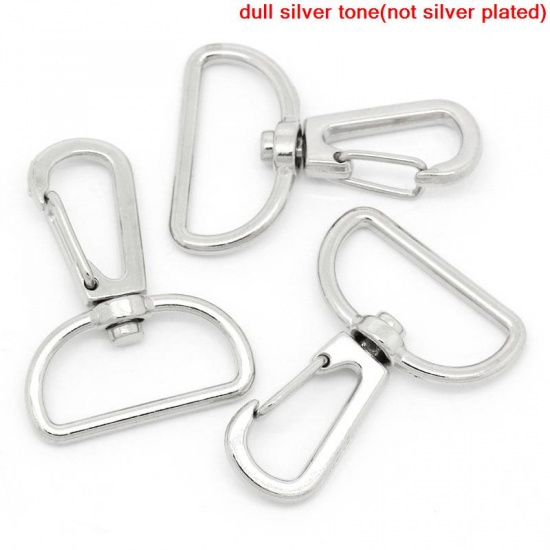 Image de Porte-Clé en Alliage de Zinc Mousqueton Pivotant Argent Mat 4cm x 3cm, 20 PCs