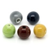 Bild von Keramik Perlen Rund Mix Farben 20mm D., Loch: 4.8mm, 20 Stück