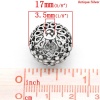 Picture of Brass Filigree Spacer Beads Round Antique Silver Color Flower Carved About 17mm( 5/8") Dia, Hole:Approx 3.5mm, 5 PCs                                                                                                                                          