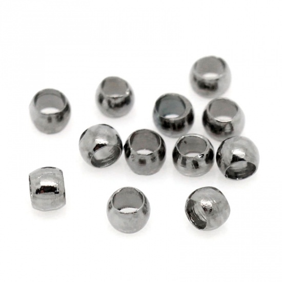 Picture of Brass Crimp Beads Round Gunmetal About 2mm( 1/8") x 1.2mm, Hole: Approx 1mm, 3000 PCs                                                                                                                                                                         