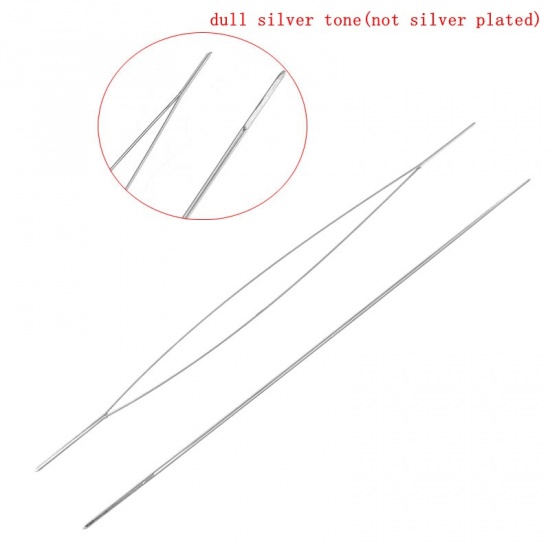 Picture of Alloy Beading Needles Silver Tone 5.7cm(2 2/8") 0.3mm, 25 PCs