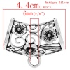 Bild von Zinklegierung Element Perlen für Schals Trapez Antik Silber, mit Blumen Muster, 4.4cm x 3.5cm, 5 Stück 