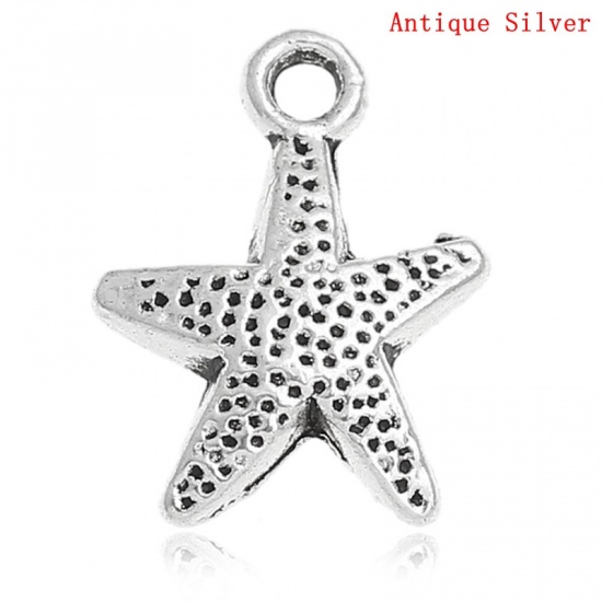 Picture of Ocean Jewelry Zinc Based Alloy Charms Star Fish Antique Silver 16mm x 12mm( 5/8" x 4/8"), 200 PCs
