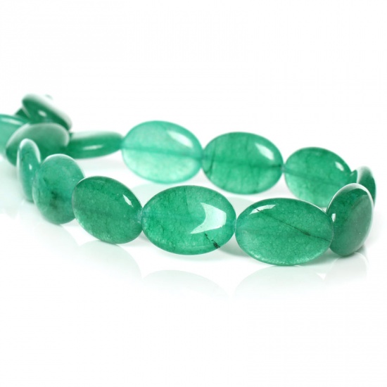 Picture of (Grade B) Agate (Dyed) Loose Beads Oval Green About 25mm x18mm(1" x 6/8"), Hole: Approx 1.5mm, 38.5cm(15 1/8") long, 1 Strand (Approx 16 PCs/Strand)