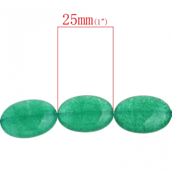 Picture of (Grade B) Agate (Dyed) Loose Beads Oval Green About 25mm x18mm(1" x 6/8"), Hole: Approx 1.5mm, 38.5cm(15 1/8") long, 1 Strand (Approx 16 PCs/Strand)