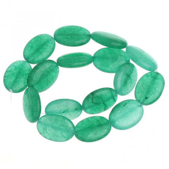 Picture of (Grade B) Agate (Dyed) Loose Beads Oval Green About 25mm x18mm(1" x 6/8"), Hole: Approx 1.5mm, 38.5cm(15 1/8") long, 1 Strand (Approx 16 PCs/Strand)