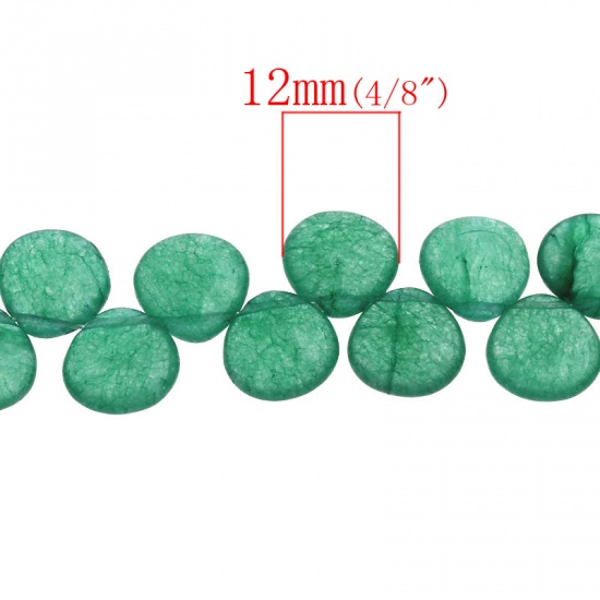 Bild von (Klasse B) Halbedelstein Achat (Gefärbt) Perlen Tropfen Grün 12mm x 12mm, Loch: 0.6mm, 37cm lang/Strang, 47 Stücke/Strang, 1 Strang