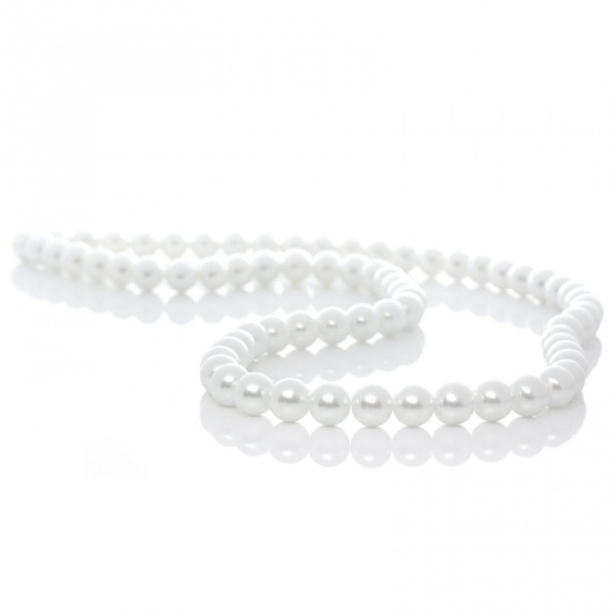 Picture of Glass Pearl Imitation Beads Round White 12mm Dia,80.5cm long,1 Strand(approx 70PCs)